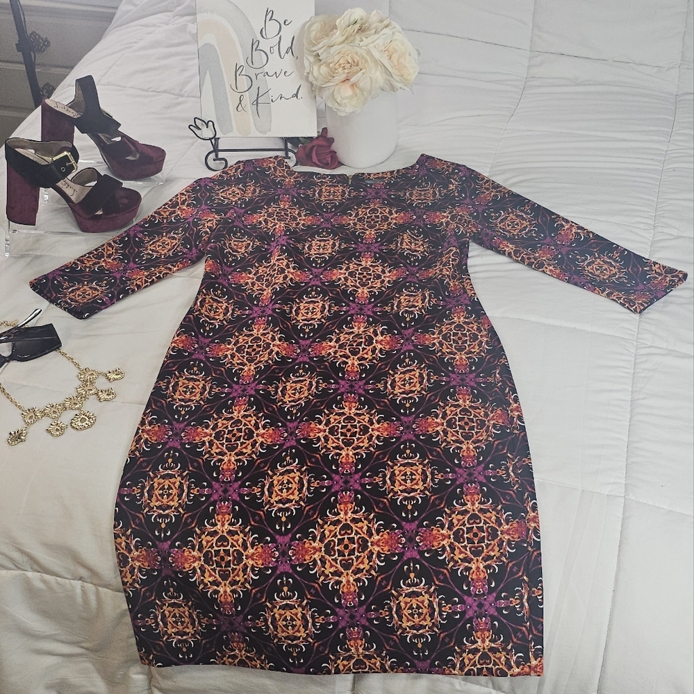 Gabby Skye Multicolor Patterned Dress Office Wear Office Cocktail quiet luxury - Picture 13 of 13